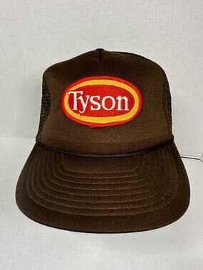 VTG Tyson Chicken Logo Patch Hat Cap Mesh Back Trucker Plastic Adjustable Strap
